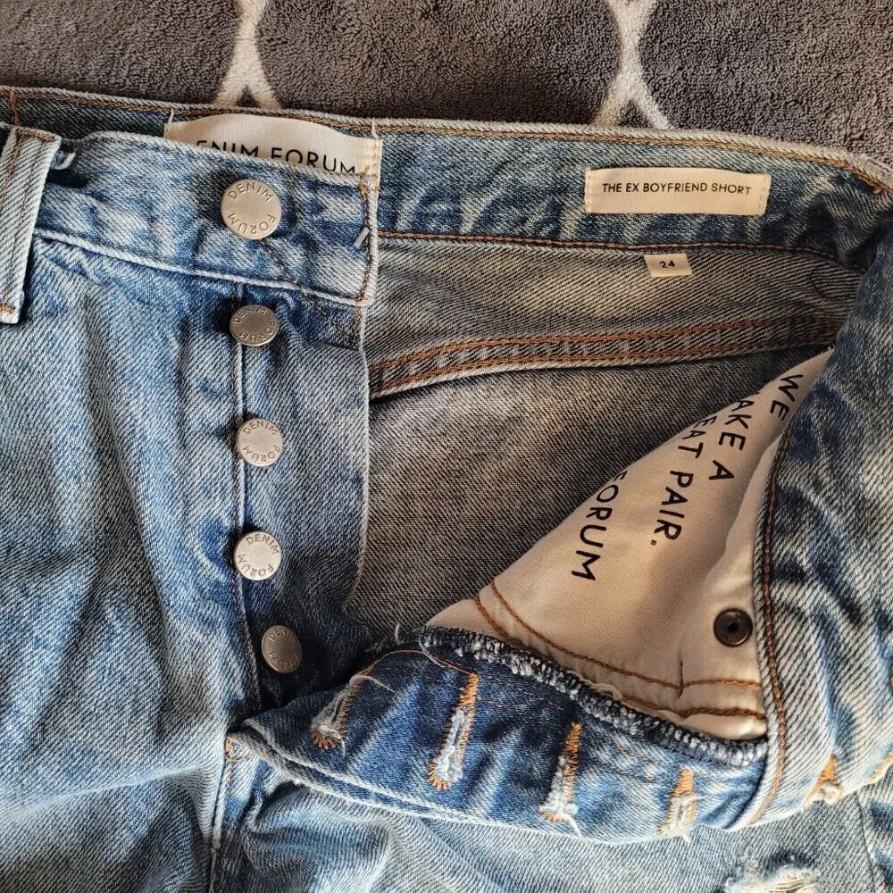 Aritzia Denim Forum The Ex Boyfriend Cut Off Denim Jean Shorts Sz 24 Blue Beach